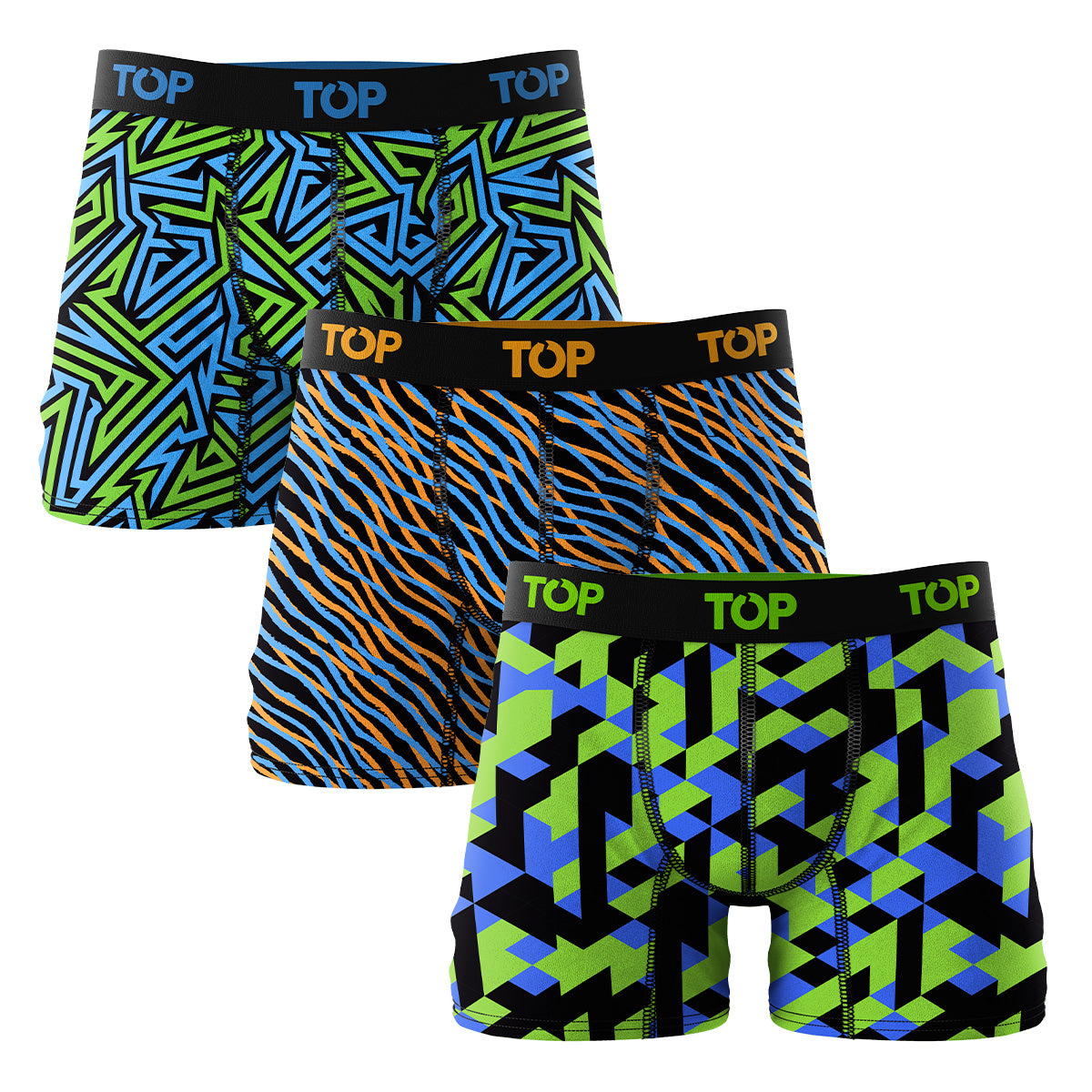 Men’s Cotton Boxer Briefs – 3-Pack (Neon Collection)