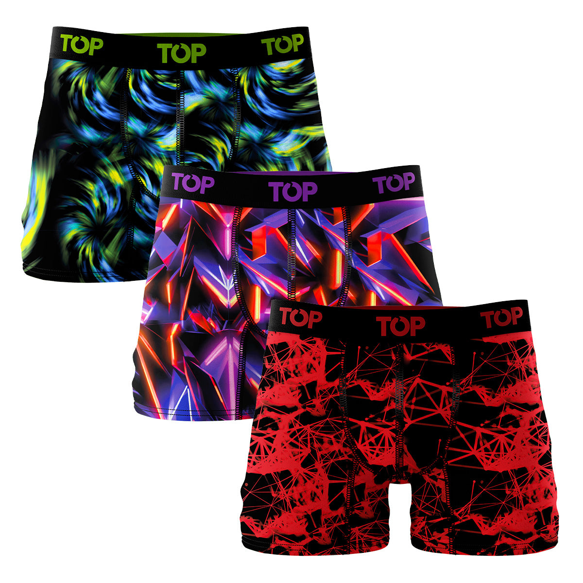 Men’s Microfiber Boxer Briefs – 3-Pack (Neon Collection)