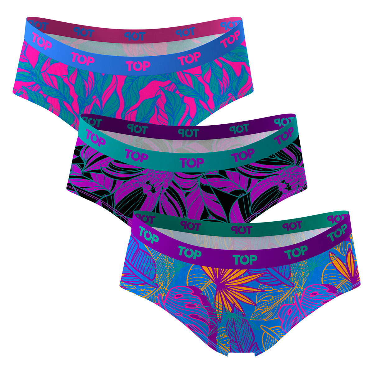 Women’s Cotton Blend Hipster Panties – 3-Pack (Neon Collection)