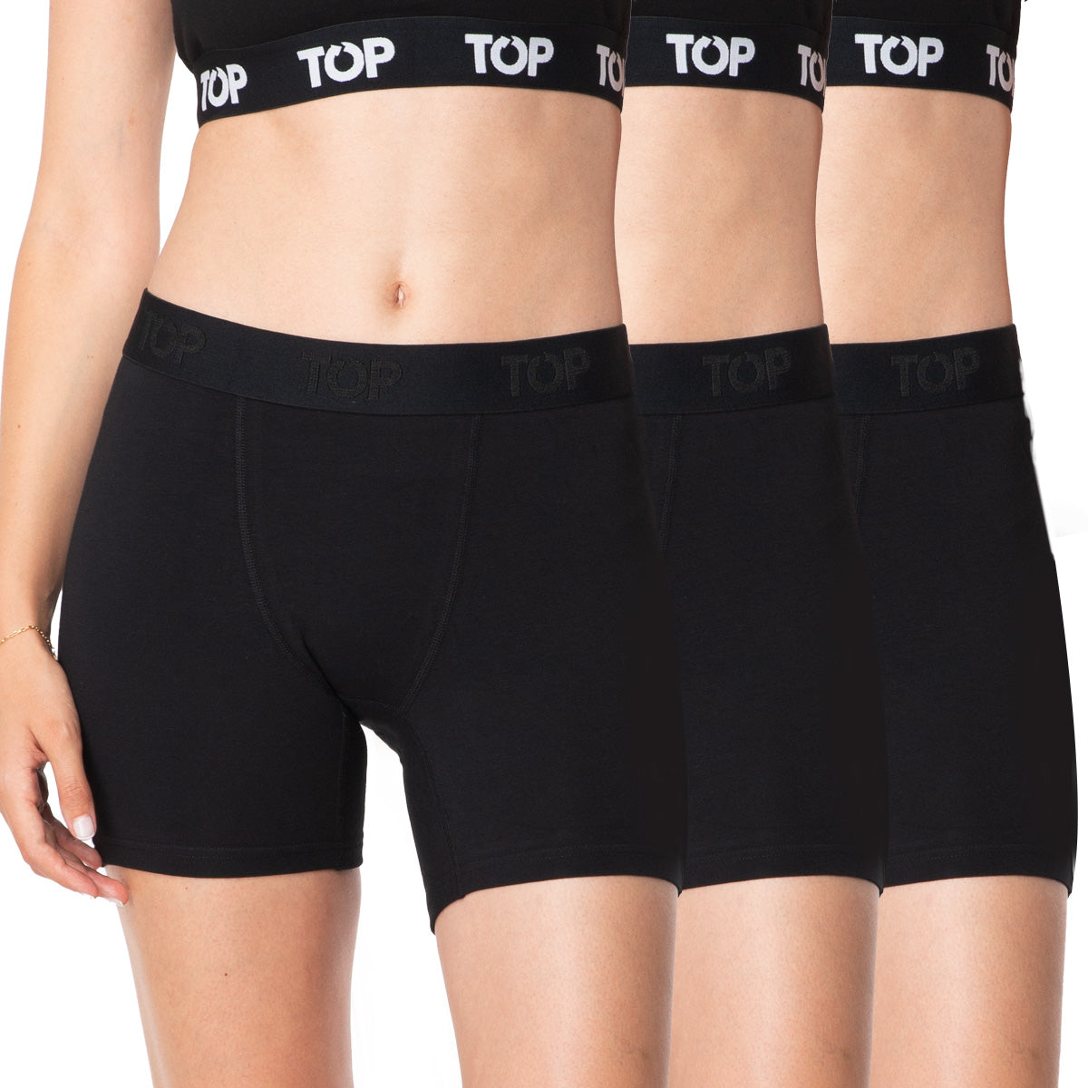 Women’s Cotton Boxer Briefs – 3-Pack (Plain Colors)