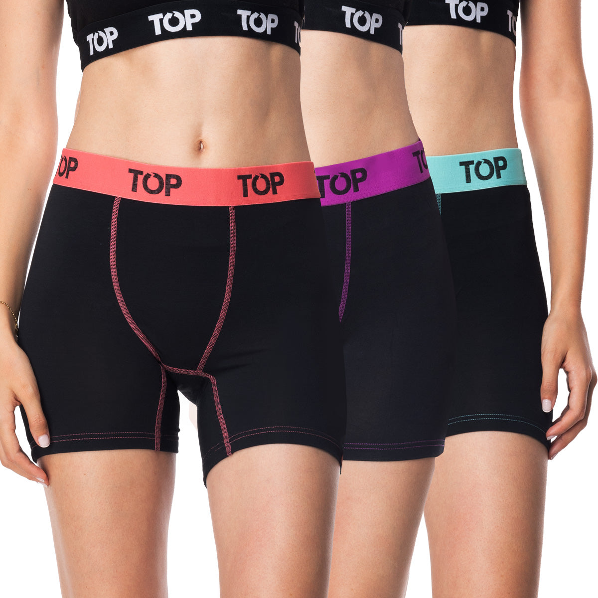 Women’s Cotton Boxer Briefs – 3-Pack (Plain Colors)