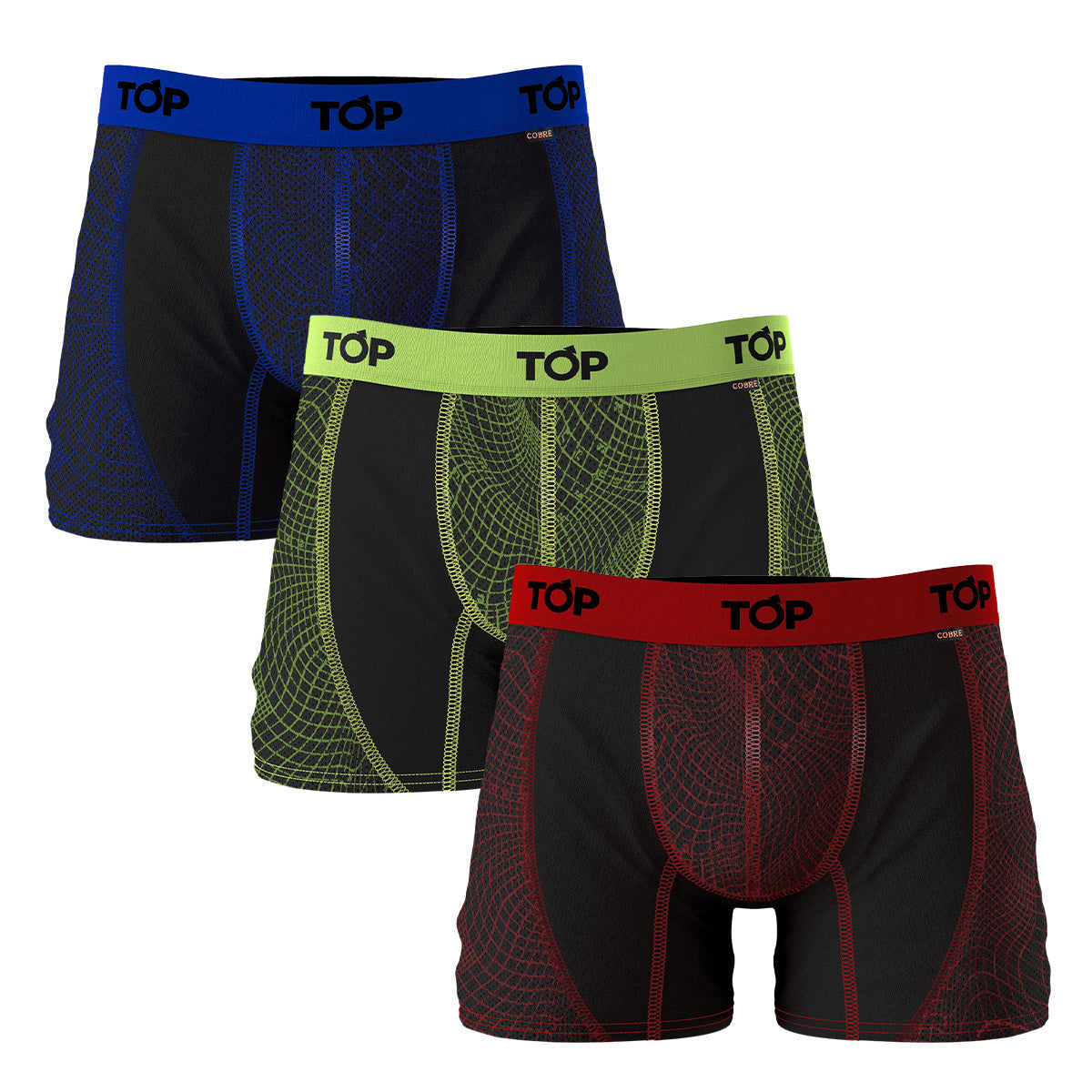 ACTIVE, ADULTS, BOXER BRIEF, BOXERS, COPPER, MEN, PACK 3, SYNTHETIC BLEND, TOP USA, UNDERWEAR, VAR