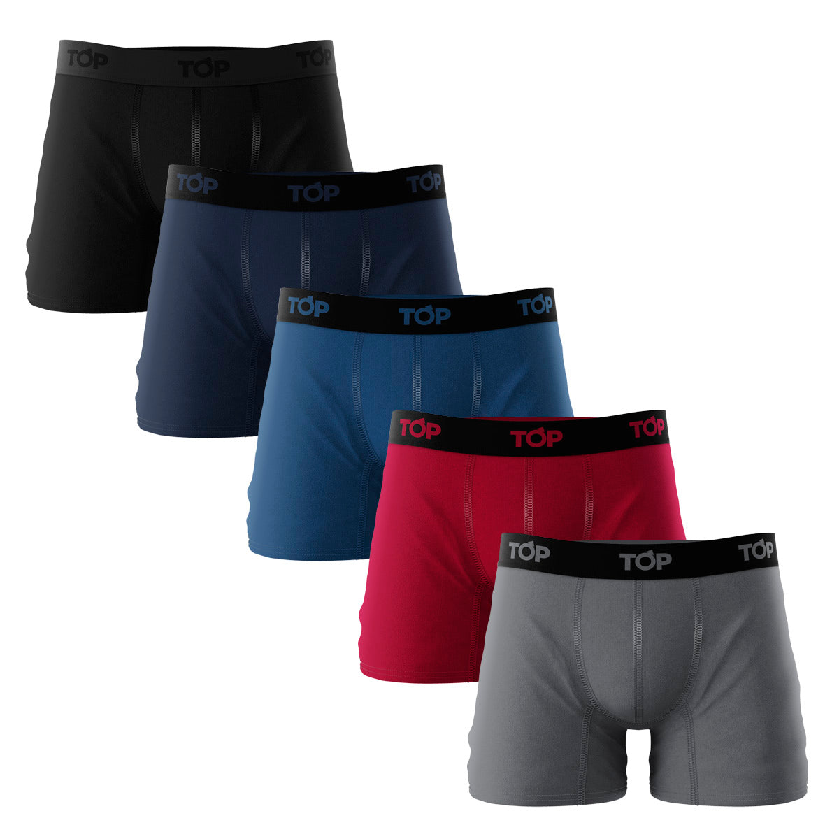 ADULTS, BOXER BRIEF, BOXERS, COTTON BLEND, MEN, PACK 5, PLAIN, TOP USA, UNDERWEAR, VAR