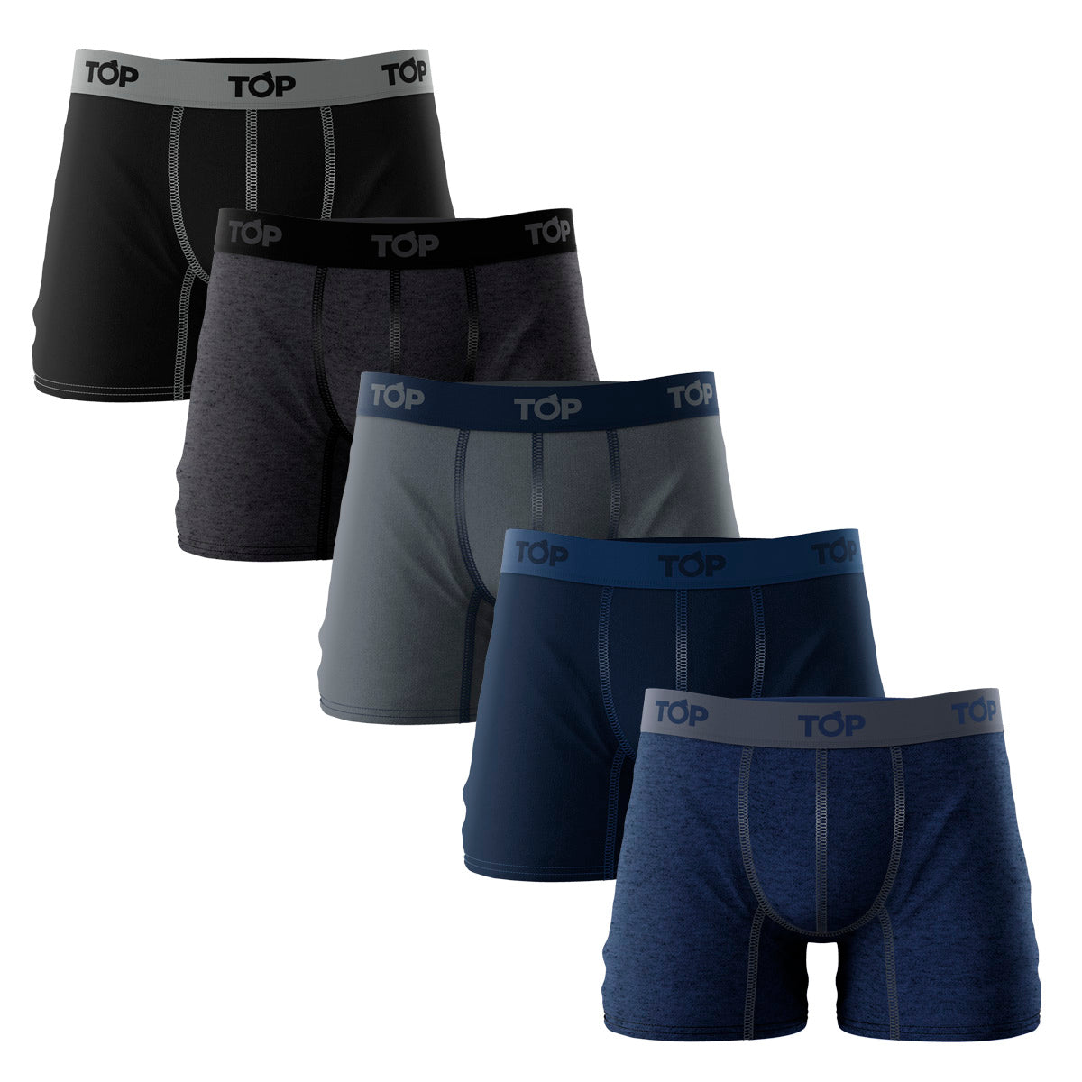 ADULTS, BOXER BRIEF, BOXERS, COTTON BLEND, MEN, PACK 5, PLAIN, TOP USA, UNDERWEAR, VAR